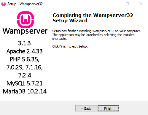 WampServer 3.1.3 telepítése - A telepítés befejezése