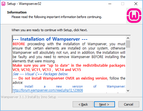 WampServer 3.1.3 telepítése - Információk a telepítéssel kapcsolatban